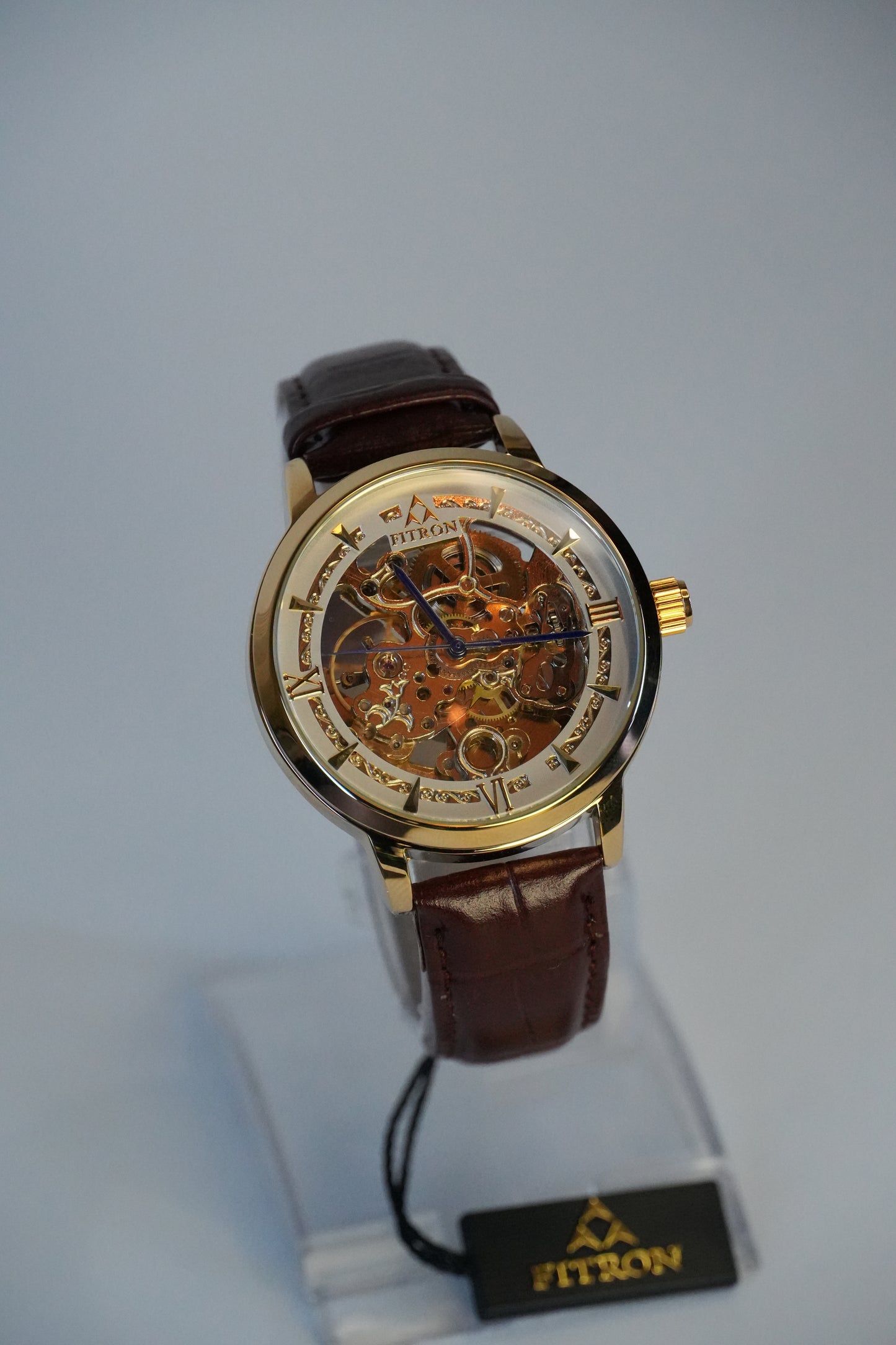 Fitron Skeleton Brown Strap Watch