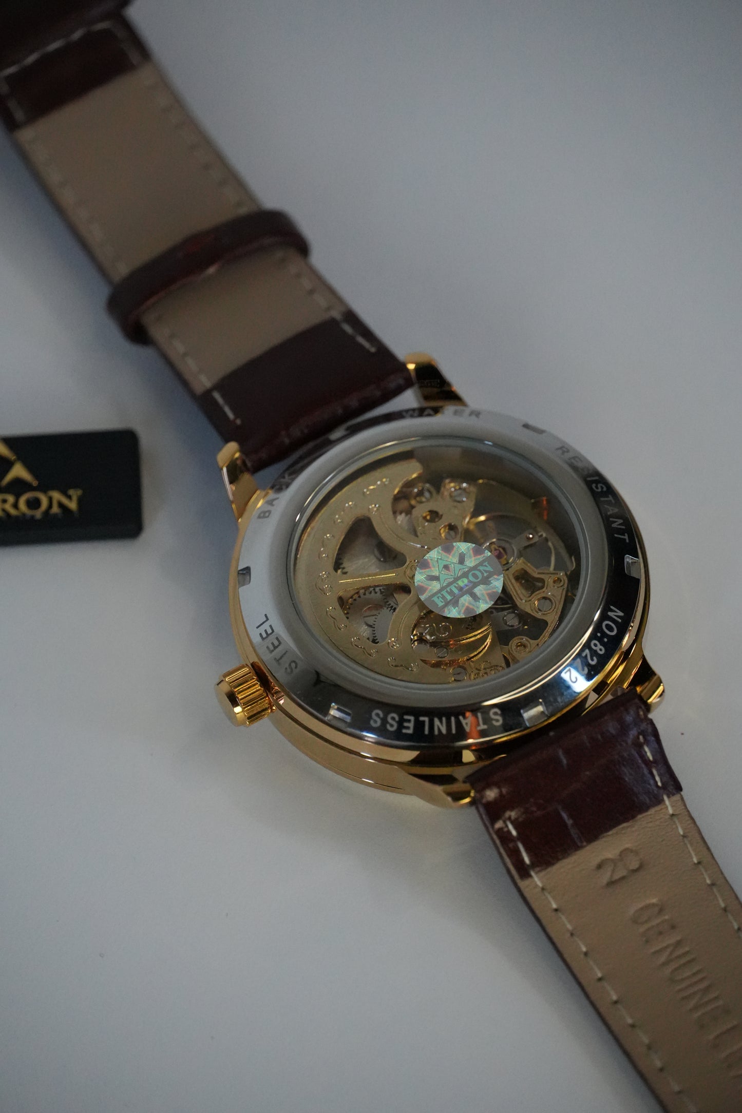 Fitron Skeleton Brown Strap Watch