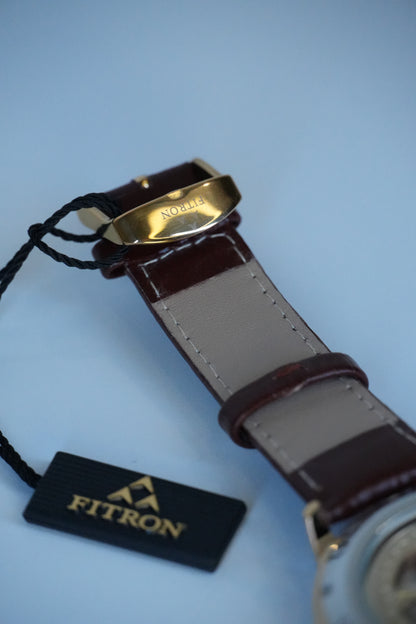 Fitron Skeleton Brown Strap Watch