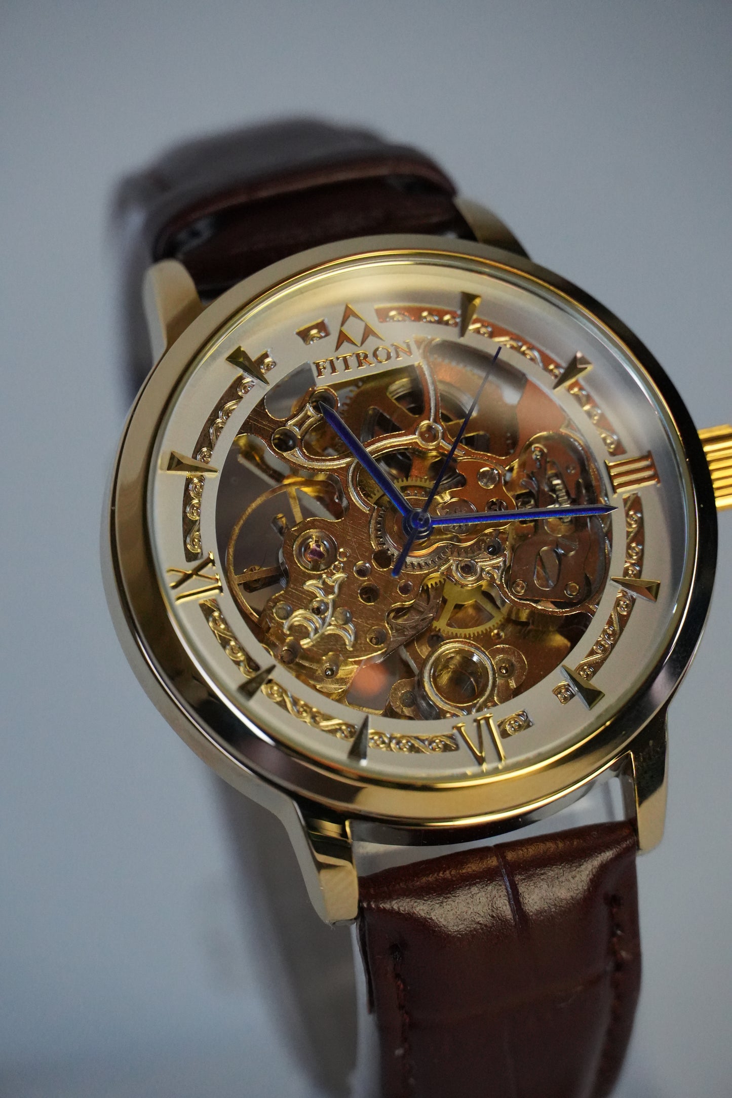 Fitron Skeleton Brown Strap Watch