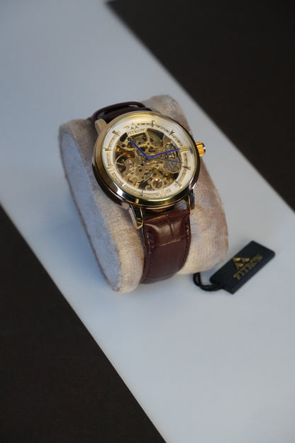 Fitron Skeleton Brown Strap Watch